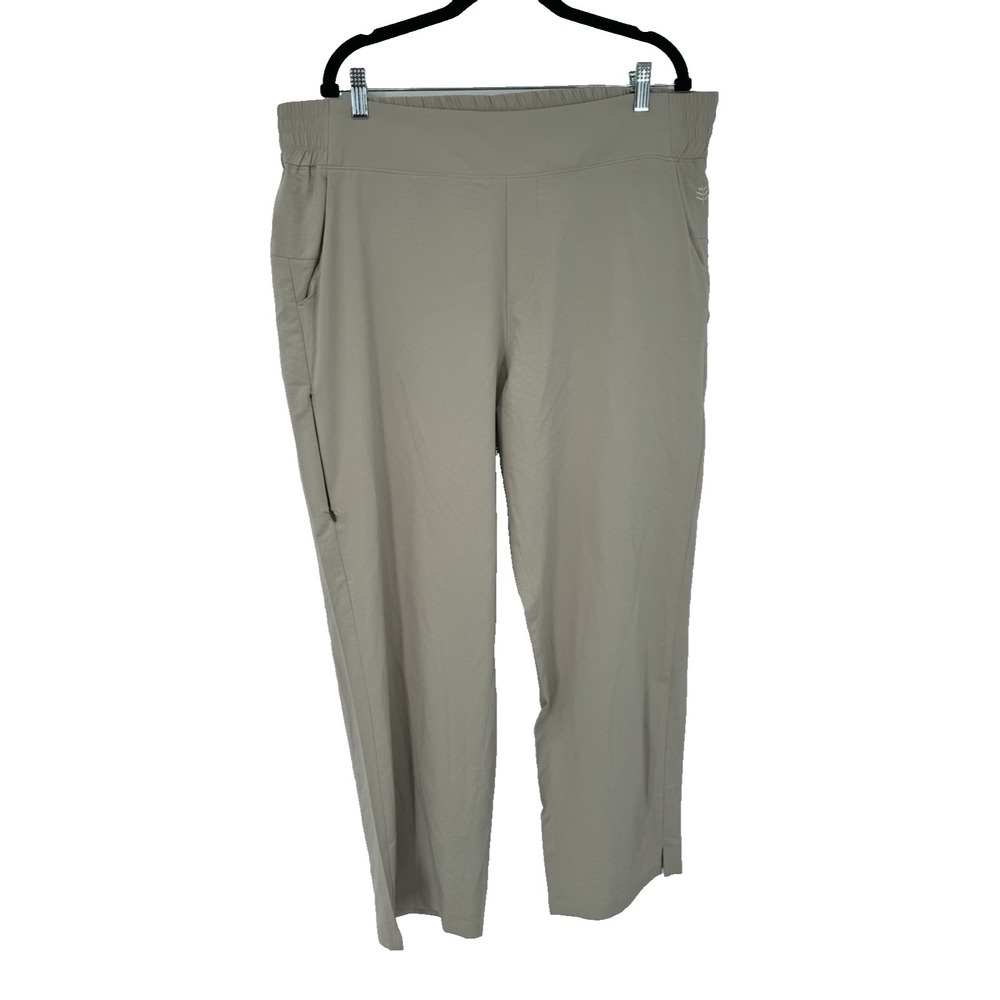 Coolibar Pellaro Travel Pants UPF 50 Sun Protection Pockets Light Tan Work soft